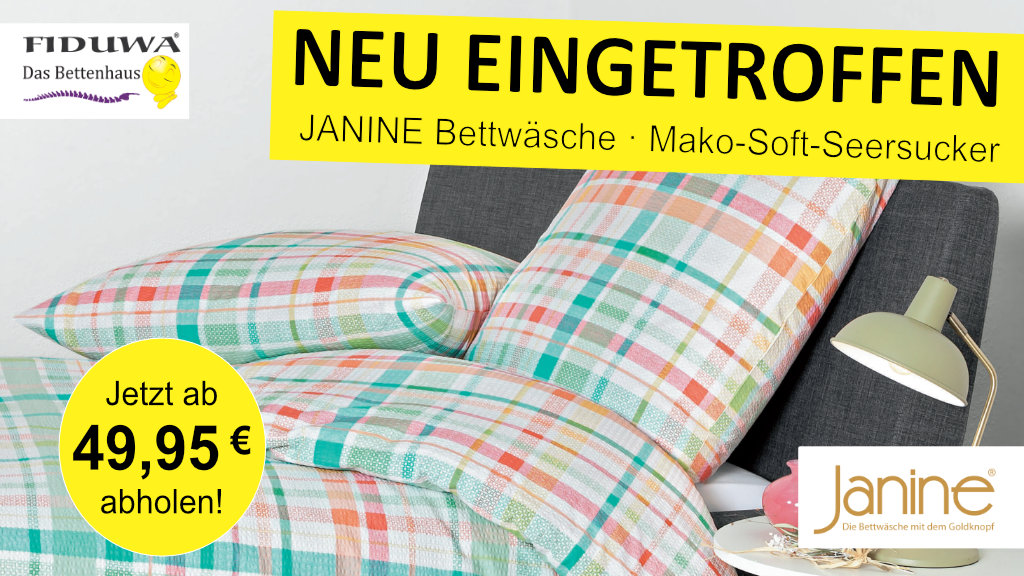 Janine Bettwäsche mit Mako-Soft-Seersucker in einem Karierten Design mit hellen Farben.
